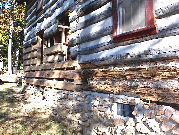 This photo shows an example of what rotten logs look like before and after being replaced.  