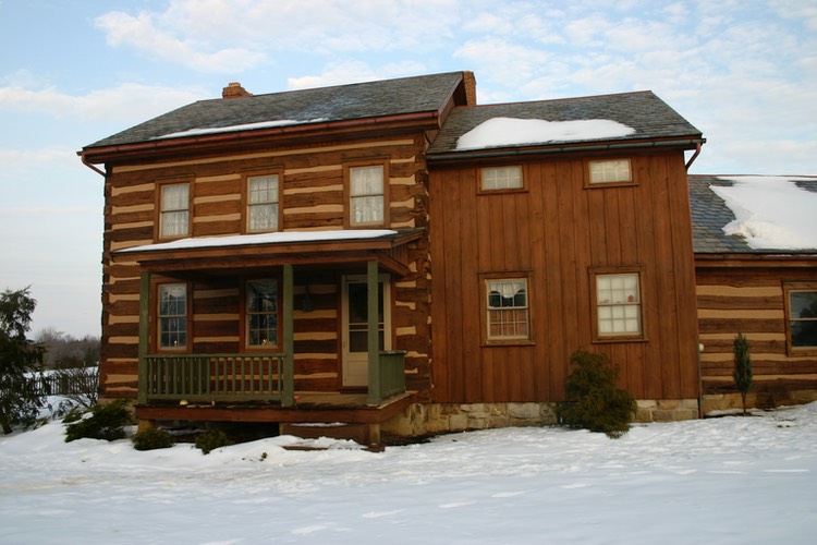 This is the finished log home after the corn cob blasting and stain were applied.